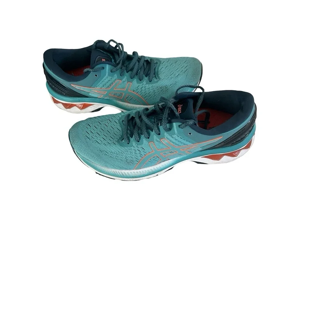 Womens‎ Asics Gel Kayano 27 Running Shoes Size 9.5 Teal Blue Orange 1012A649